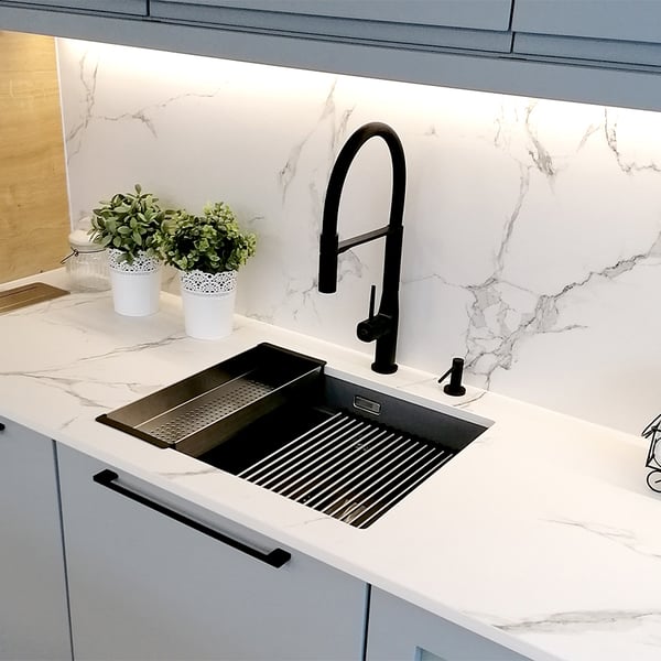 Μπαταρία νεροχύτη Pola Black Matt BAP B78D Laveo